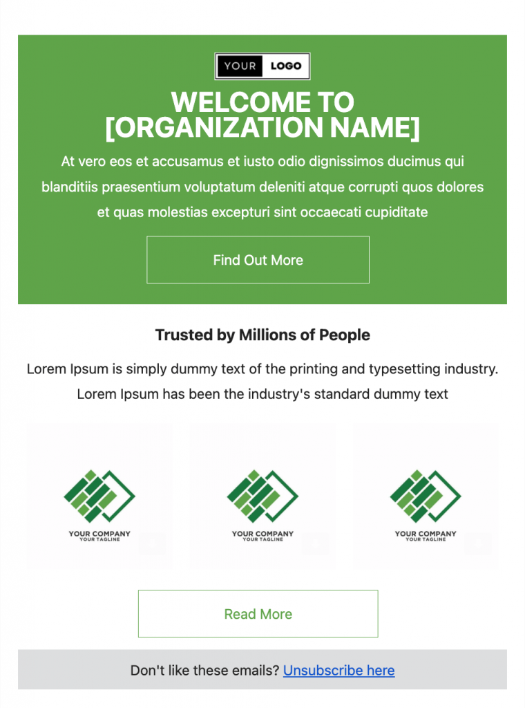 organization welcome email